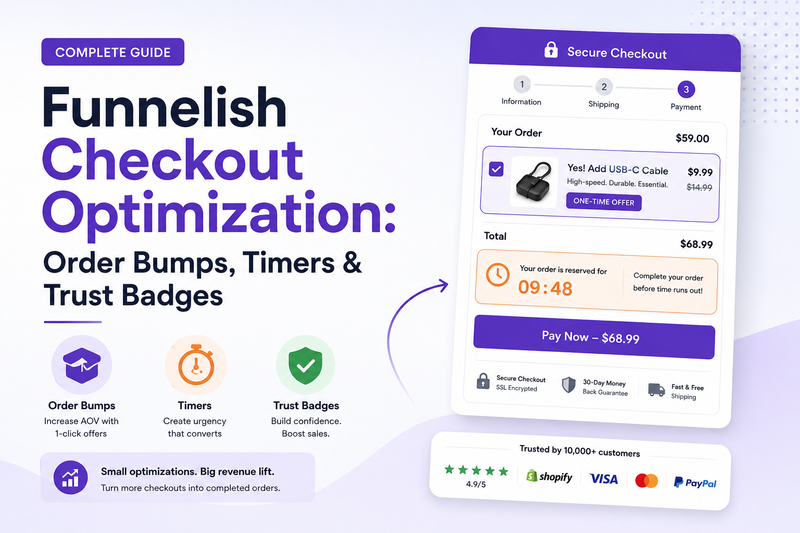 Funnelish Checkout Optimization: Order Bumps, Timers & Trust Badges (Complete Guide)