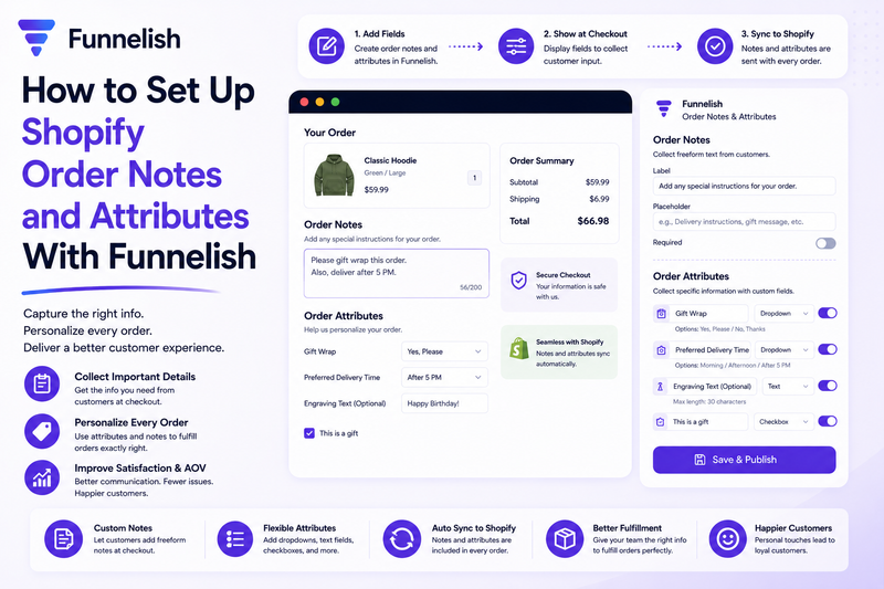 How to Set Up Shopify Order Notes and Attributes With Funnelish