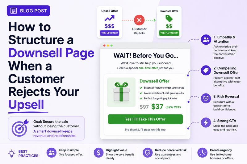 How to Structure a Downsell Page When a Customer Rejects Your Upsell
