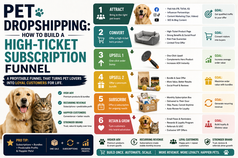 Pet Dropshipping: How to Build a High-Ticket Subscription Funnel