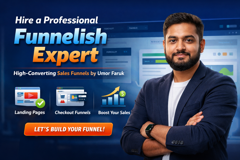 Professional Funnelish expert for hire to build high-converting sales funnels and landing pages