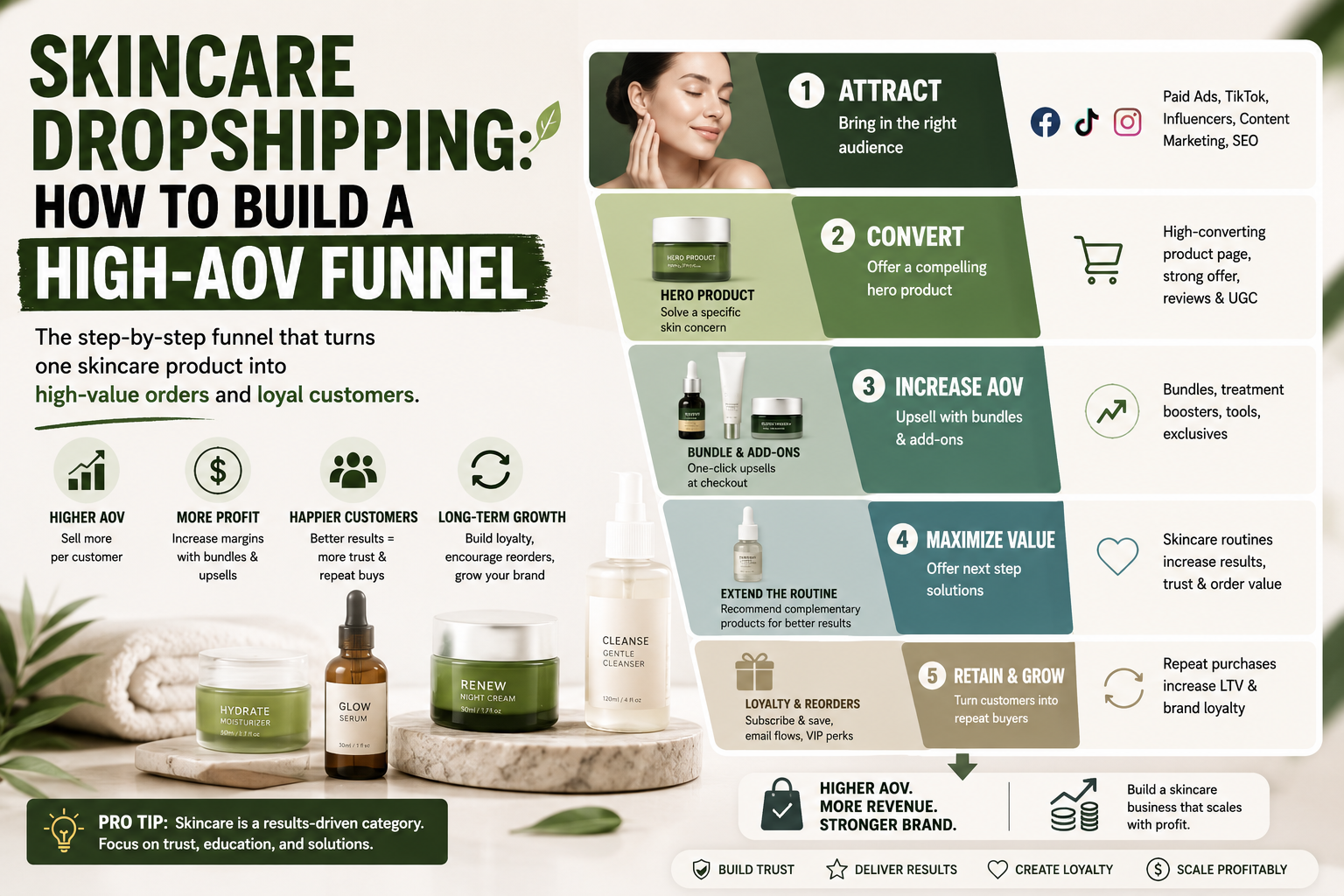 Skincare Dropshipping: How to Build a High-AOV Funnel