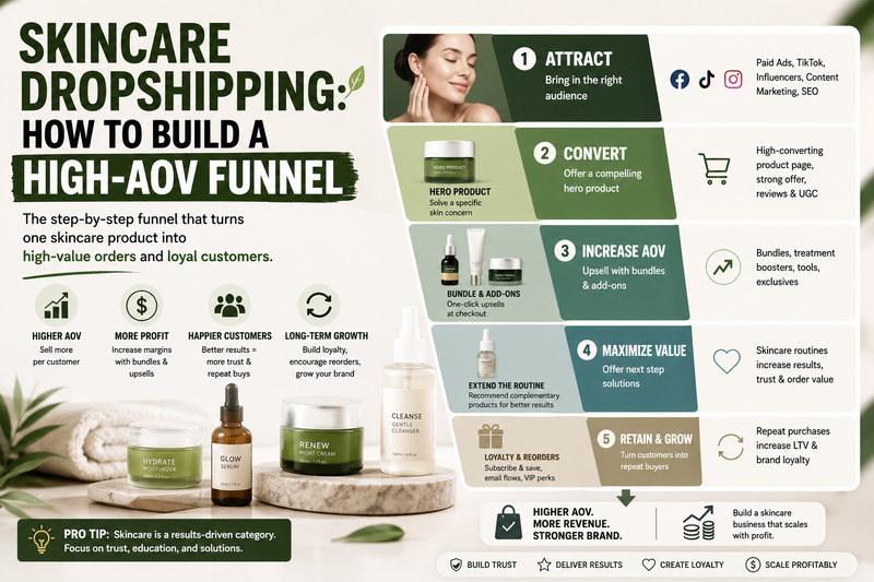 Skincare Dropshipping: How to Build a High-AOV Funnel