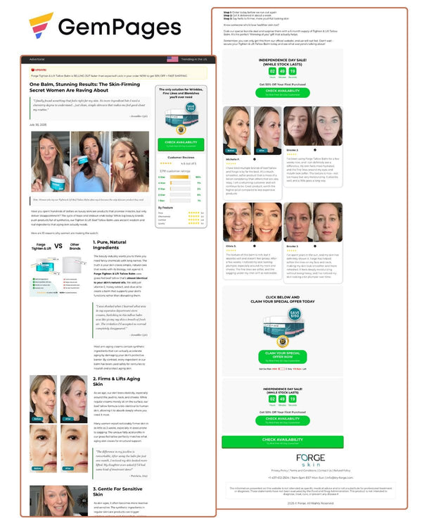 Forge Skin Listicle Page | GemPages Template Ecom Funnel Template