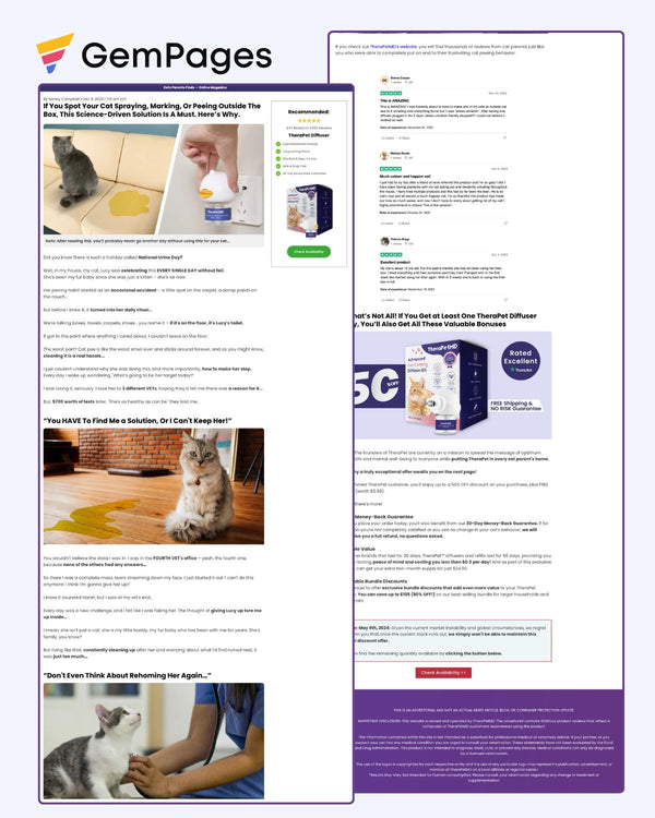 TheraPet Diffuser Advertorial Page | GemPages Template