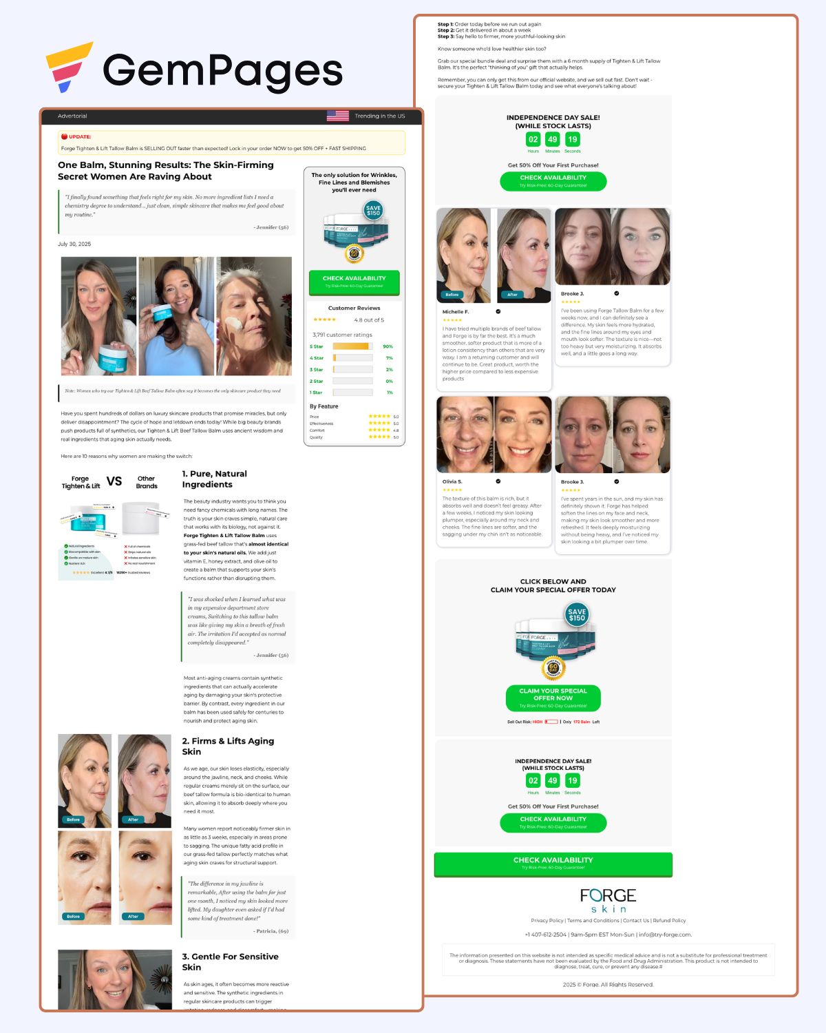 Forge Skin Listicle Page | GemPages Template
