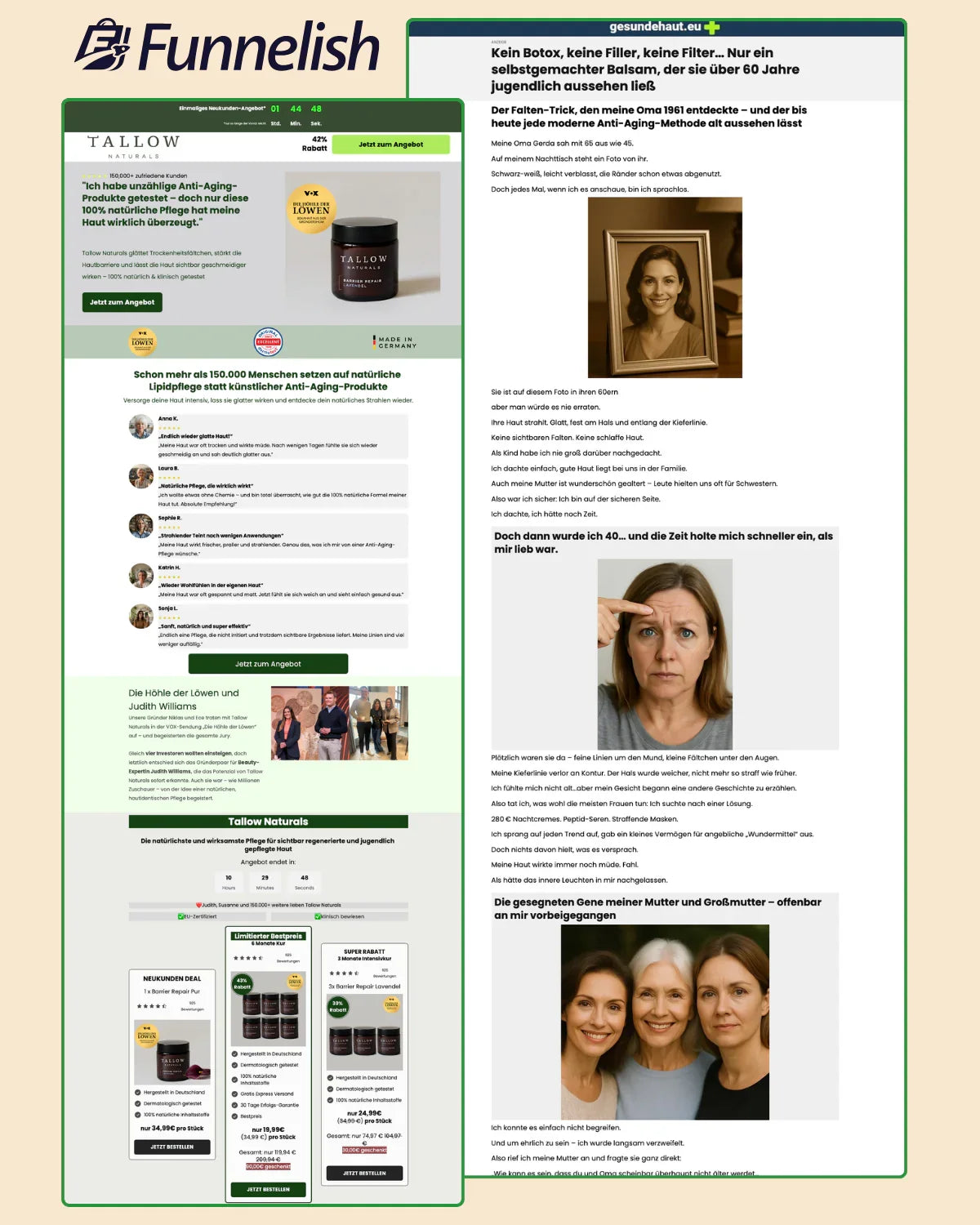 Tallow Naturals Funnel | Funnelish Template