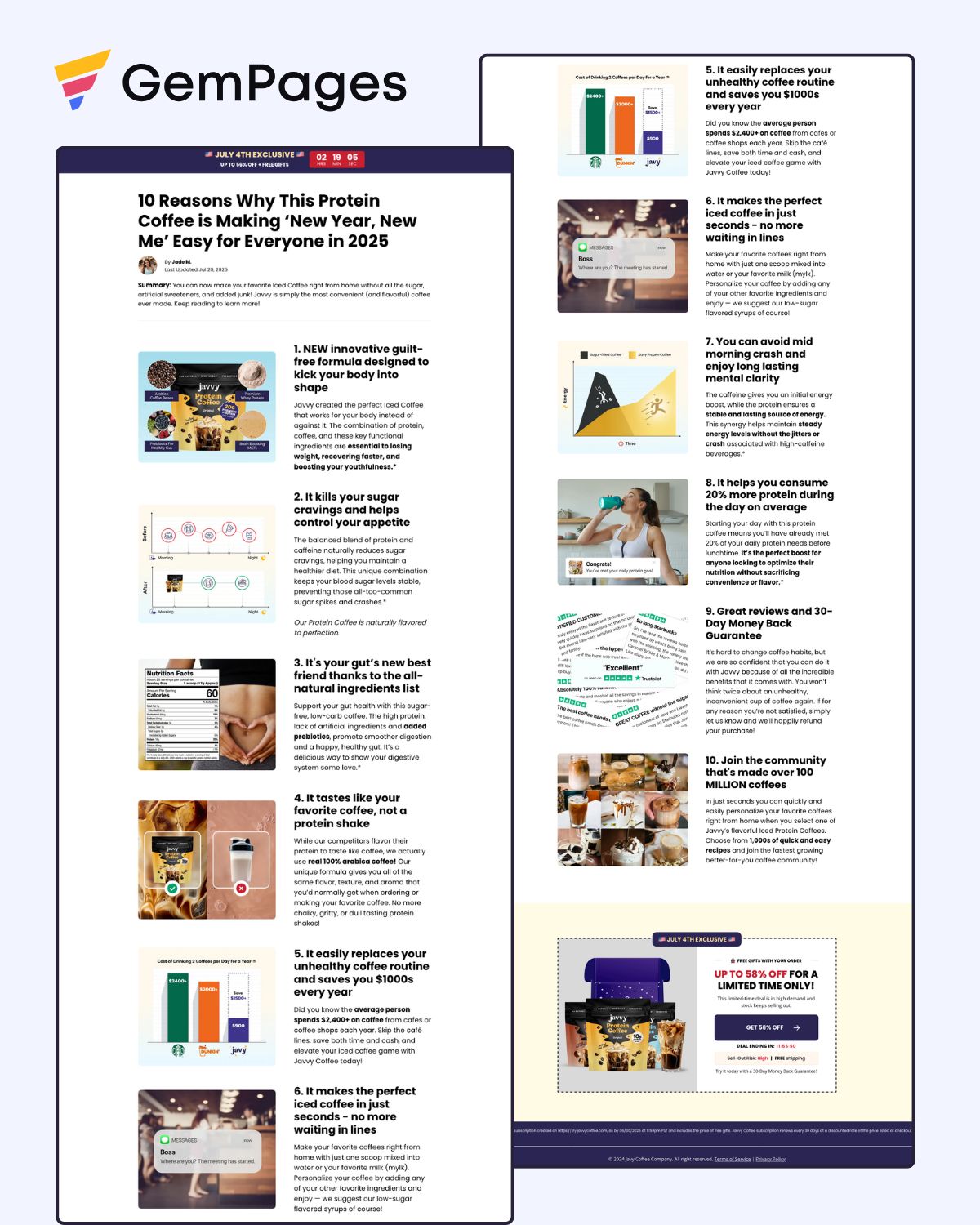 Javvy Coffe Listicle Page | GemPages Template