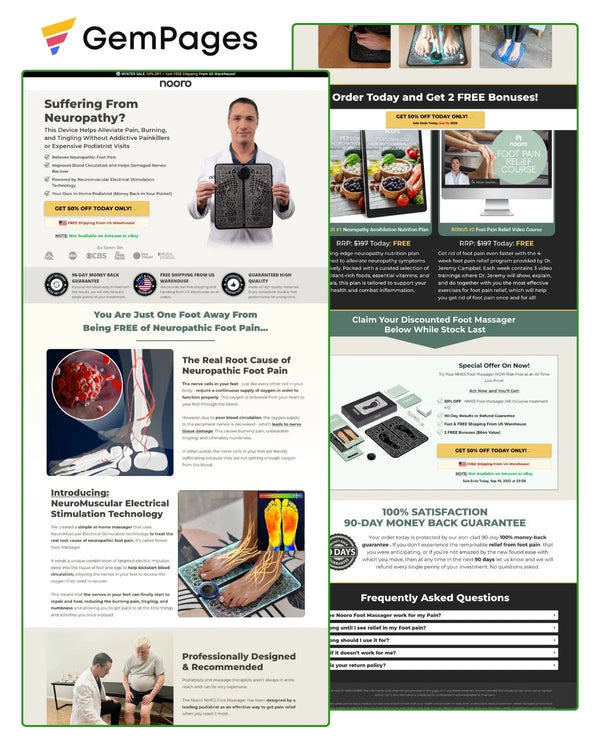 Nooro Foot Massager Product Page | Gempages Template Ecom Funnel Template