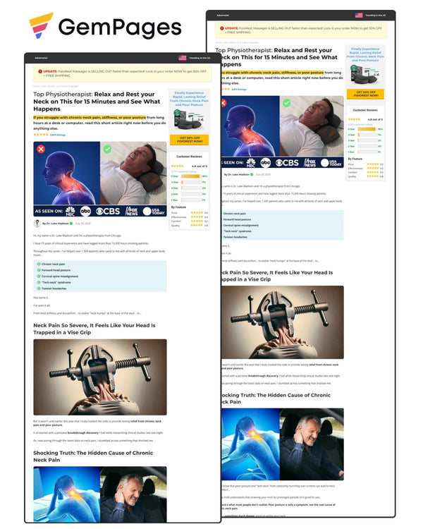 FisioRest Neck Massager Advertorial Page | GemPages Template Ecom Funnel Template