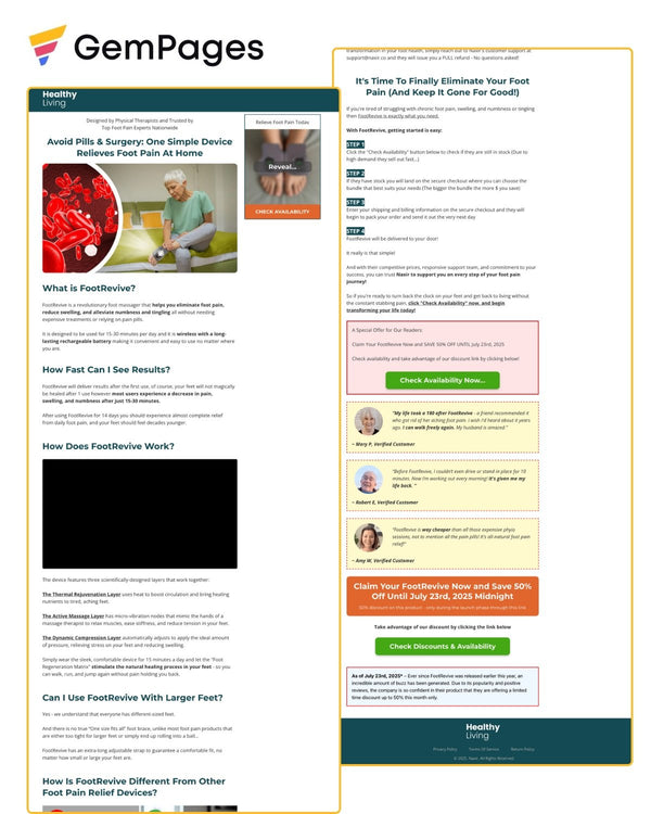 Healthy Living Advertorial Page | GemPages Template Ecom Funnel Template