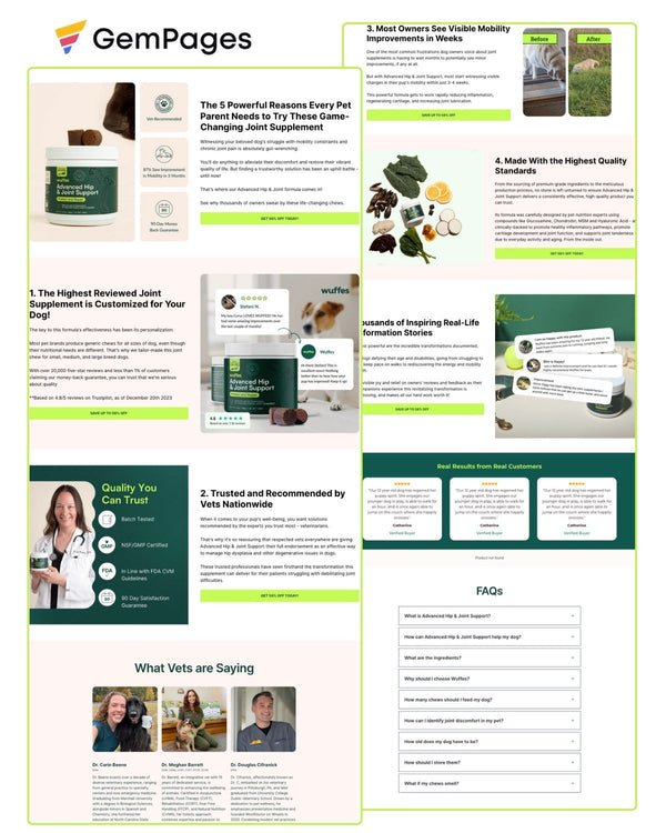 Joint Supplement 5 Reasons Listicle | GemPages Template Ecom Funnel Template