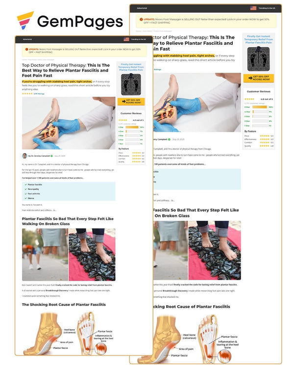 Nooro Foot Massager Advertorial Page | GemPages Template Ecom Funnel Template