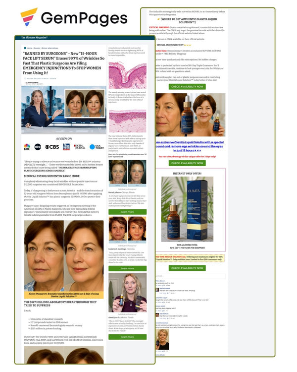 The Skincare Magazine Advertorial Page | GemPages Template Ecom Funnel Template