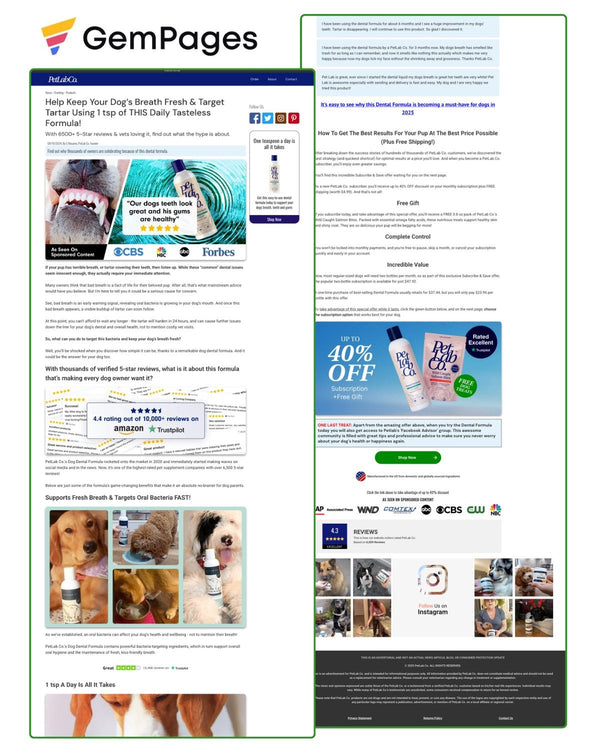 PetLabCo Advertorial Page | GemPages Template Ecom Funnel Template