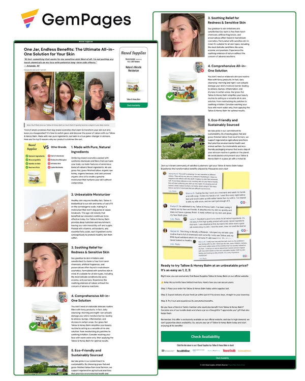 Nature's Miracle Moisturizer Listicle Page | GemPages Template Ecom Funnel Template