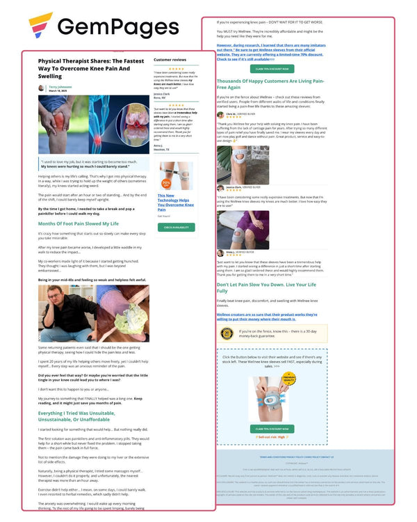 Physical Therapist Advertorial Page | GemPages Template Ecom Funnel Template