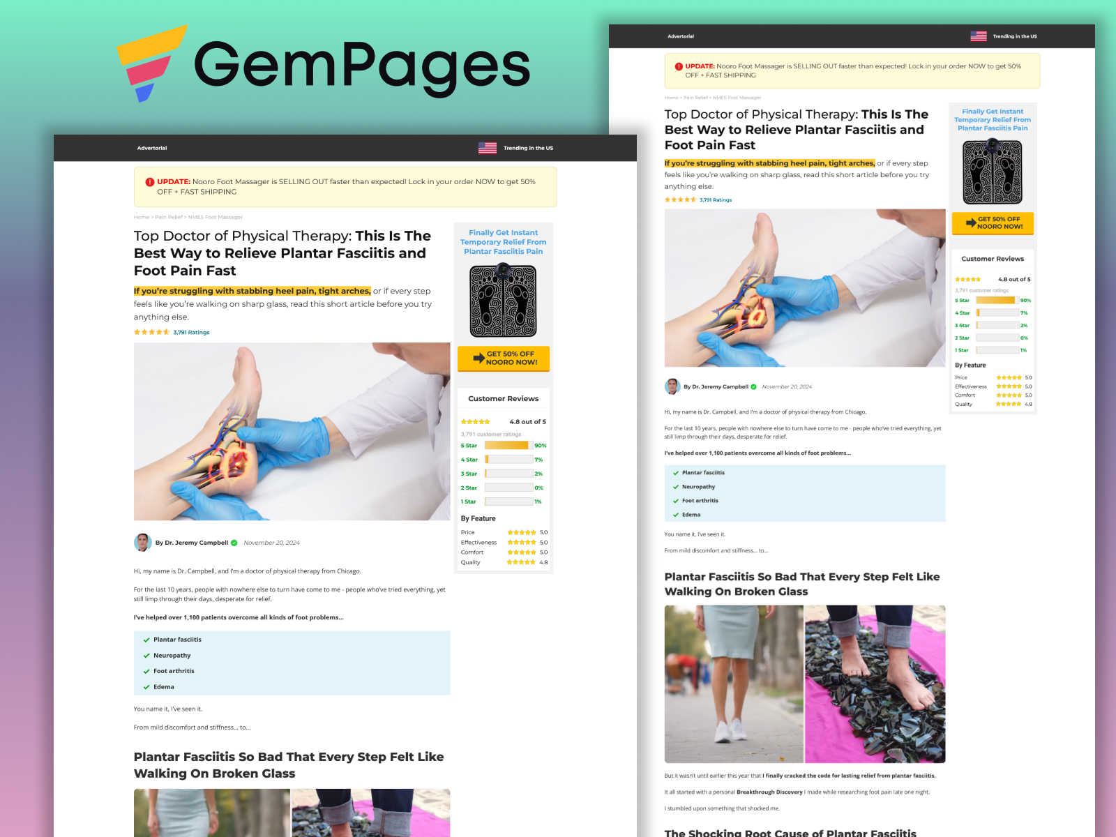 Nooro Foot Massager Advertorial Page On Gempages