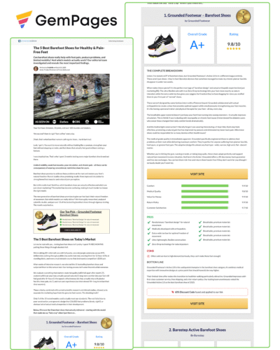 Shoes Comparison Page | GemPages