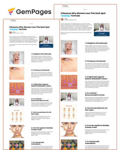 SkinCare Listicle Page | Gempages Template