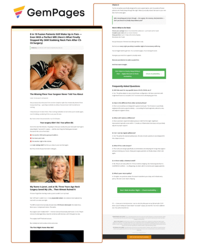 Neck Pain Advertorial Page | GemPages